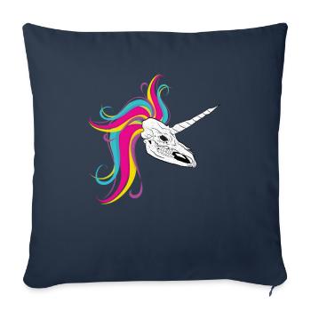 Licorne - Licorne - Crâne De Licorne Crâne - Housse de coussin décorative 45 x 45 cm - bleu marine - Devant