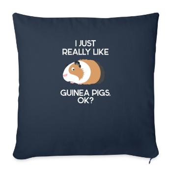J'aime vraiment les cochons d'Inde Ok Cochon d'Inde - Housse de coussin décorative 45 x 45 cm - bleu marine - Devant