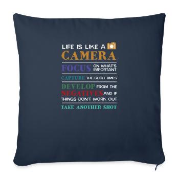 Life is Like A Camera Photography Photographer Camera - Sofa pillowcase 17,3'' x 17,3'' (45 x 45 cm) - navy - Front