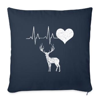 Stag Hunter Heartbeat Gift - Sofa pillowcase 17,3'' x 17,3'' (45 x 45 cm) - navy - Front
