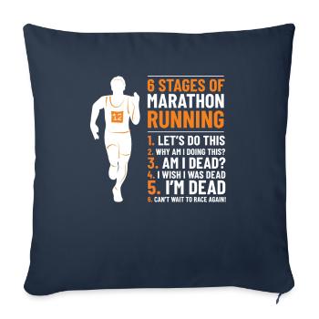 6 étapes de marathon course à pied - Housse de coussin décorative 45 x 45 cm - bleu marine - Devant