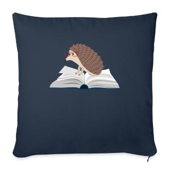 Igel Buch Süß Lesen Tierliebe Igelmama Geschenk - Housse de coussin décorative 45 x 45 cm - bleu marine - Devant
