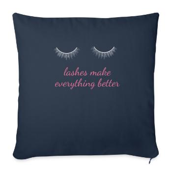 Les cils font tout mieux Maquillage Esthéticienne - Housse de coussin décorative 45 x 45 cm - bleu marine - Devant
