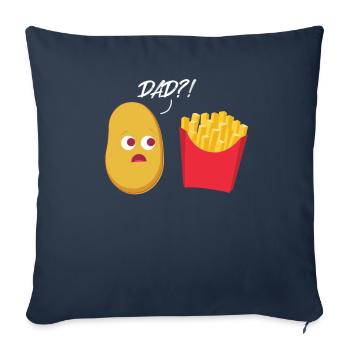 Des frites papa? Pommes de terre frites fast food - Housse de coussin décorative 45 x 45 cm - bleu marine - Devant