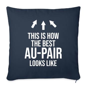 Cadeau d'adieu au pair - Housse de coussin décorative 45 x 45 cm - bleu marine - Devant