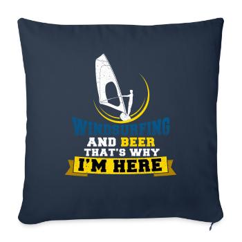 Windsurfing and beer - Housse de coussin décorative 45 x 45 cm - bleu marine - Devant