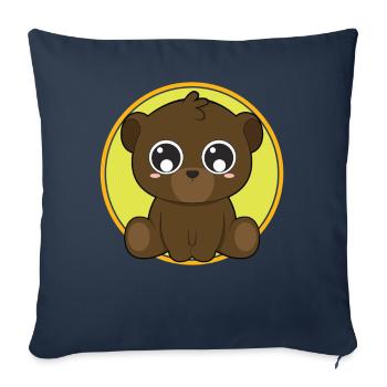 Ours mignon animaux mignons - Housse de coussin décorative 45 x 45 cm - bleu marine - Devant