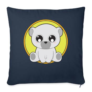 Animaux mignons ours mignon - Housse de coussin décorative 45 x 45 cm - bleu marine - Devant