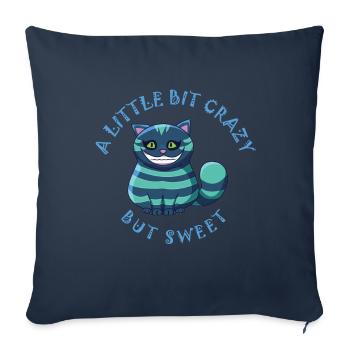 Un chat un peu fou mais doux - Housse de coussin décorative 45 x 45 cm - bleu marine - Devant