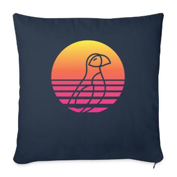Ornithologue oiseau rétro macareux moine - Housse de coussin décorative 45 x 45 cm - bleu marine - Devant
