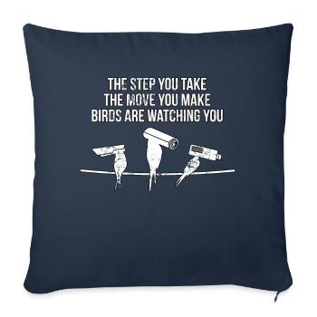 Les oiseaux ne sont pas réels - Housse de coussin décorative 45 x 45 cm - bleu marine - Devant