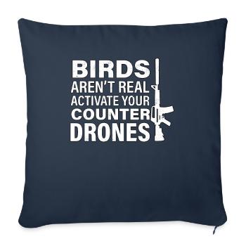 Oiseaux Arent Real Shirt meme cadeau - Housse de coussin décorative 45 x 45 cm - bleu marine - Devant