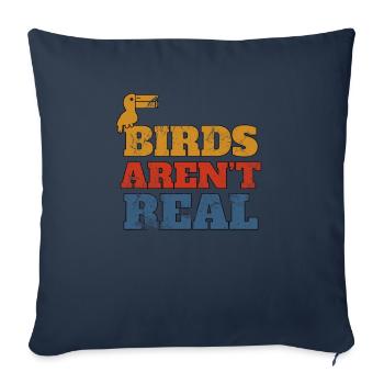 Les oiseaux ne sont pas réels - Vintage - Housse de coussin décorative 45 x 45 cm - bleu marine - Devant