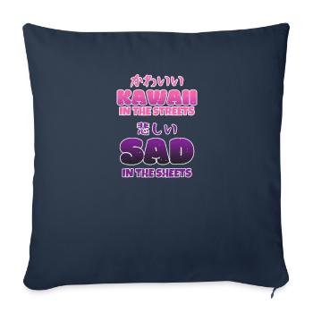 Yami Kawaii dans les rues triste dans les draps - Housse de coussin décorative 45 x 45 cm - bleu marine - Devant