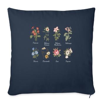 Flower types flowers gardener garden - Sofa pillowcase 17,3'' x 17,3'' (45 x 45 cm) - navy - Front