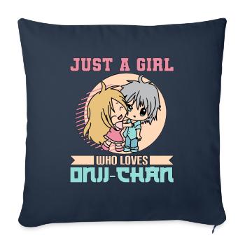 Oniichan Anime Meme Hentai Gift - Housse de coussin décorative 45 x 45 cm - bleu marine - Devant
