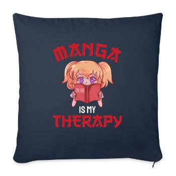 Manga is my Therapy Gift for Manga fans - Housse de coussin décorative 45 x 45 cm - bleu marine - Devant