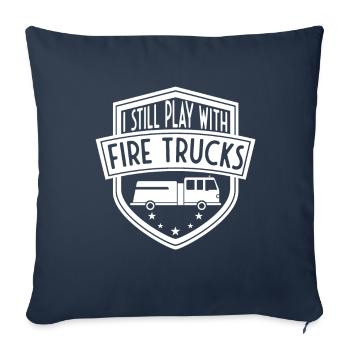 I still play with fire trucks - Sofa pillowcase 17,3'' x 17,3'' (45 x 45 cm) - navy - Front