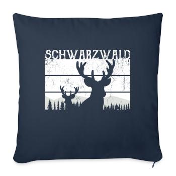 Forêt-Noire Nature Cerf Sapin - Housse de coussin décorative 45 x 45 cm - bleu marine - Devant
