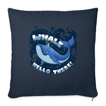 Baleine, bonjour là-bas! - Housse de coussin décorative 45 x 45 cm - bleu marine - Devant