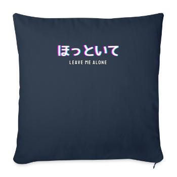 Laisse-moi seul Texte japonais Vaporwave - Housse de coussin décorative 45 x 45 cm - bleu marine - Devant