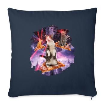Laser cats pizza kitties cat space - Sofa pillowcase 17,3'' x 17,3'' (45 x 45 cm) - navy - Front