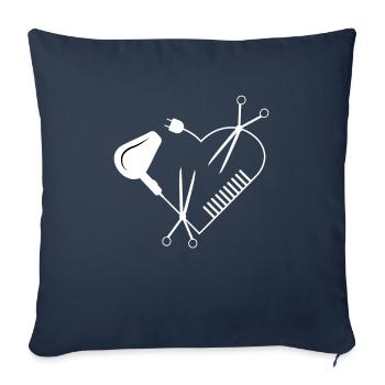 Friseur Friseurin Herz Föhn Schere Kamm Geschenk - Sofakissenbezug 45 x 45 cm - Navy - Vorne