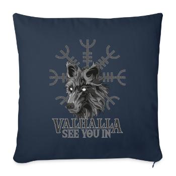 Rendez-vous dans le design Valhalla pour les fans de Viking - Housse de coussin décorative 45 x 45 cm - bleu marine - Devant
