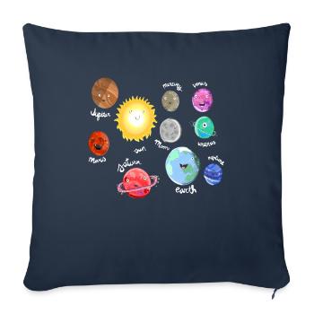 Système solaire lune espace mignon espace extra-atmosphérique - Housse de coussin décorative 45 x 45 cm - bleu marine - Devant