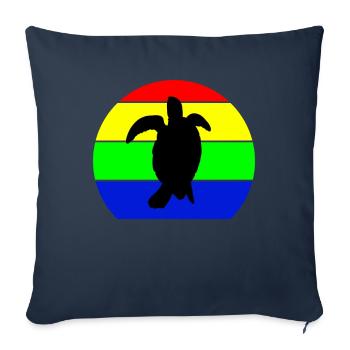 Silhouette tortue marine rétro vintage multicolore - Housse de coussin décorative 45 x 45 cm - bleu marine - Devant