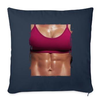Faux muscle femme fitness femme corps - Housse de coussin décorative 45 x 45 cm - bleu marine - Devant