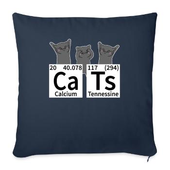 Cats Chat Chats Chimie Chimistes Tableau périodique - Housse de coussin décorative 45 x 45 cm - bleu marine - Devant