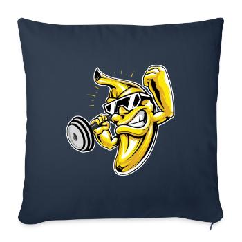 Strong banana with a barbell design - Sofa pillowcase 17,3'' x 17,3'' (45 x 45 cm) - navy - Front