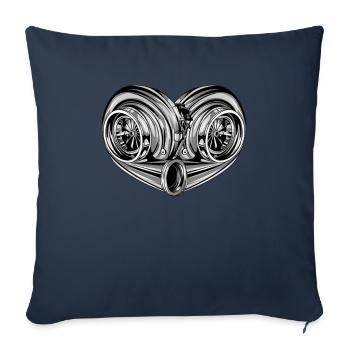 Turbocompresseur conception de coeur pour un mécanicien de voiture - Housse de coussin décorative 45 x 45 cm - bleu marine - Devant