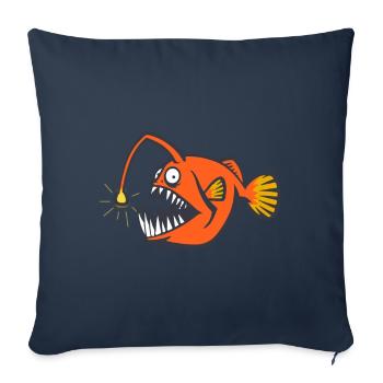 Poisson grenouille de haute mer. Poisson effrayant - Housse de coussin décorative 45 x 45 cm - bleu marine - Devant