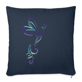 Sensibilisation aux papillons de dépression suicide - Housse de coussin décorative 45 x 45 cm - bleu marine - Devant