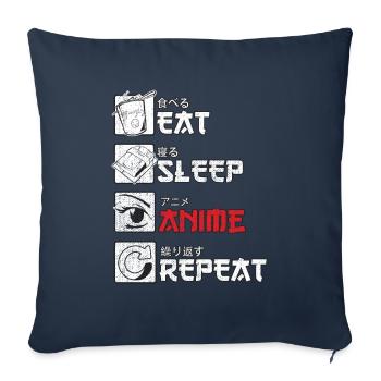 Eat Sleep Anime Repeat Gift - Housse de coussin décorative 45 x 45 cm - bleu marine - Devant