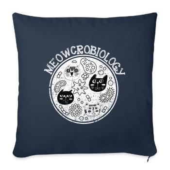 Chat de science microbiologie Meowcrobiologie - Housse de coussin décorative 45 x 45 cm - bleu marine - Devant