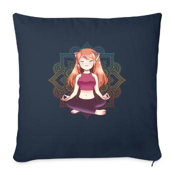Méditation Mandala Yoga Namaste Yoga Girl Gift - Housse de coussin décorative 45 x 45 cm - bleu marine - Devant