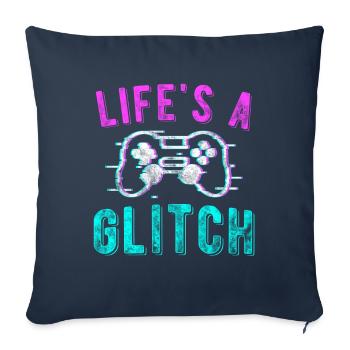Life's A Glitch Vaporwave Meme Gamer Gift - Housse de coussin décorative 45 x 45 cm - bleu marine - Devant