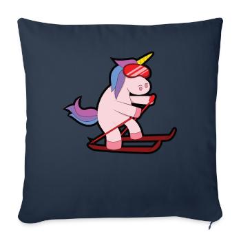 Licorne Ski Mignons animaux - Housse de coussin décorative 45 x 45 cm - bleu marine - Devant