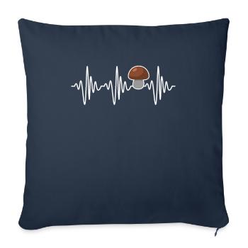 Champignons cueilleur de champignons battement de coeur champignon ami coeur - Housse de coussin décorative 45 x 45 cm - bleu marine - Devant