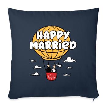 Happy Married hot air balloon love ride - Sofa pillowcase 17,3'' x 17,3'' (45 x 45 cm) - navy - Front