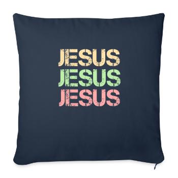 Jésus Jésus Jésus Proverbes Chrétiens Alléluia - Housse de coussin décorative 45 x 45 cm - bleu marine - Devant