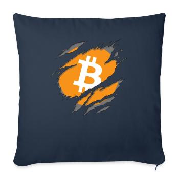 Bitcoin BTC und Crypto Design - Sofakissenbezug 45 x 45 cm - Navy - Vorne