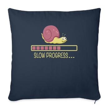 Humour de bureau de bureau d'escargot à progression lente - Housse de coussin décorative 45 x 45 cm - bleu marine - Devant
