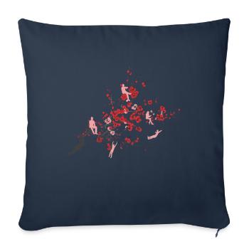 Fleurs de cerisier printemps été nature - Housse de coussin décorative 45 x 45 cm - bleu marine - Devant