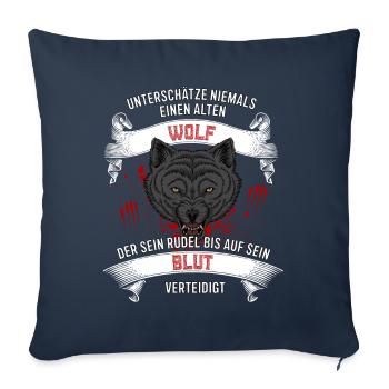 Ne jamais sous-estimer un loup - Germains - Housse de coussin décorative 45 x 45 cm - bleu marine - Devant
