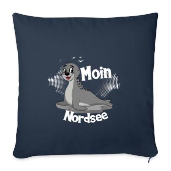 Moin Nordsee mit Seehund für Strandurlaub - Sofakissenbezug 45 x 45 cm - Navy - Vorne