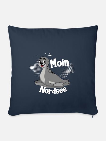 Moin Nordsee mit Seehund für Strandurlaub - Sofakissenbezug 45 x 45 cm - Navy